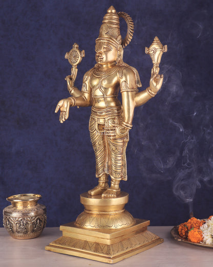 Pure Brass Large Tirupati Balaji Statue | Divine Lord Venkateshwara Idol 25"