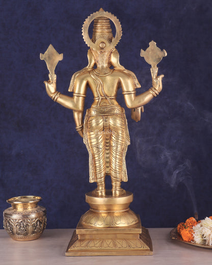 Pure Brass Large Tirupati Balaji Statue | Divine Lord Venkateshwara Idol 25"