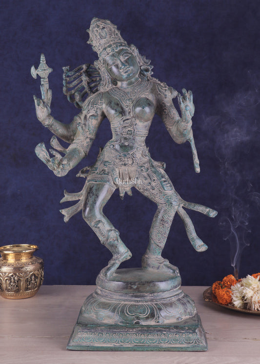 Ardhanarishvara Brass Statue Dual Tone -  Stone Finish - 24"