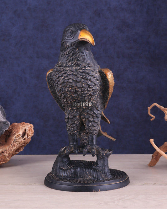 Pure Brass Eagle Statue in Antique Tone | Vastu & Feng Shui 13"