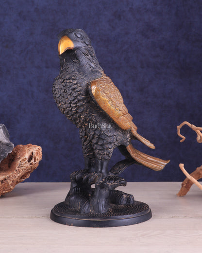 Pure Brass Eagle Statue in Antique Tone | Vastu & Feng Shui 13"