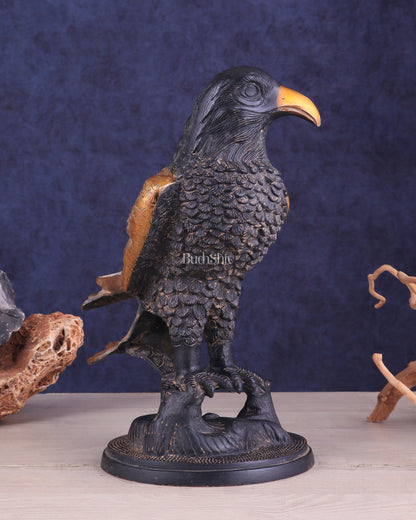 Pure Brass Eagle Statue in Antique Tone | Vastu & Feng Shui 13"