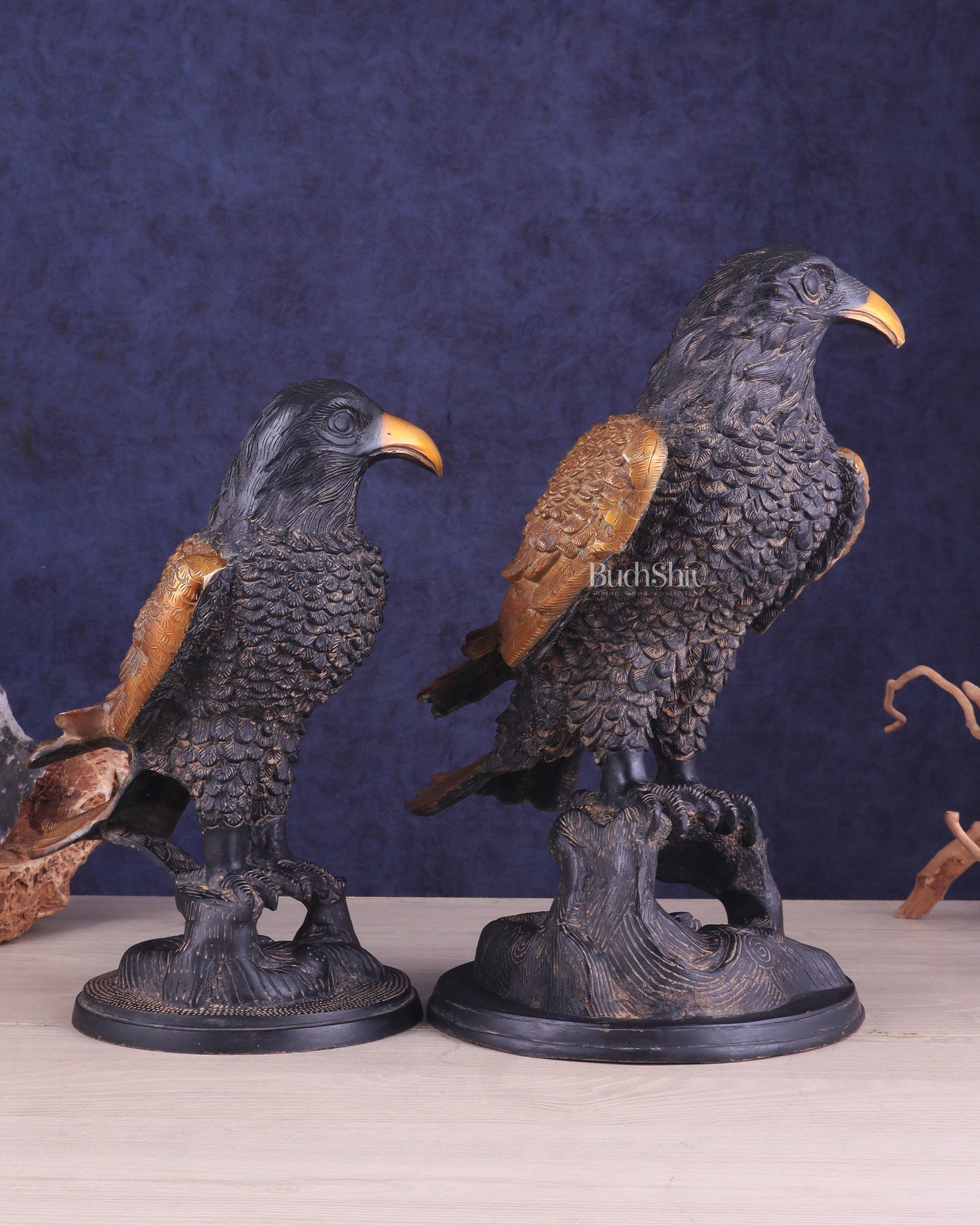 Pure Brass Large Pair of Eagles in Antique Tone | Vastu & Feng Shui Approved 15"