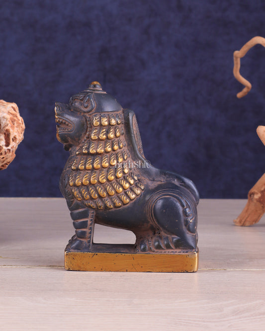 Brass Tibetan Snow Lion Showpiece – Symbol of Strength and Protection sand finish