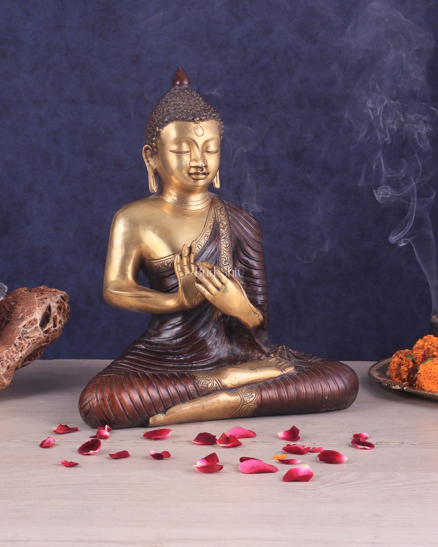 14-inch Pure Brass Buddha in dharmachakra mudra statue