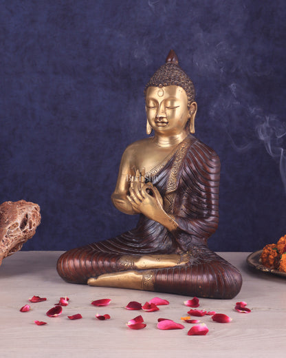 14-inch Pure Brass Buddha in dharmachakra mudra statue