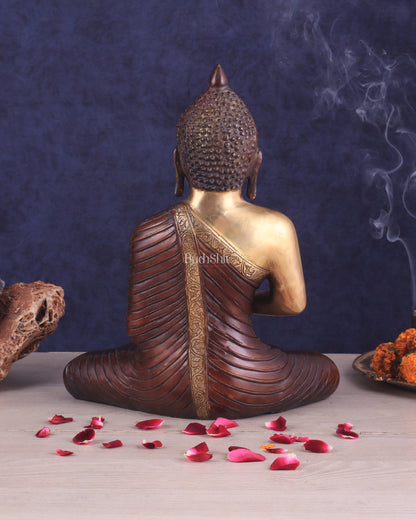 14-inch Pure Brass Buddha in dharmachakra mudra statue