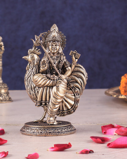 Pure Brass Bahuchara Mata Idol Sitting on Hen – Superfine Finish 4"