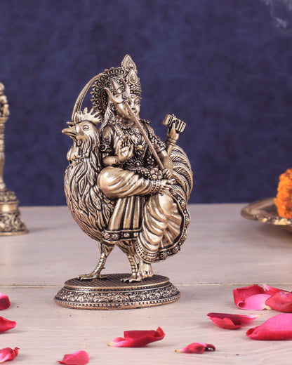 Pure Brass Bahuchara Mata Idol Sitting on Hen – Superfine Finish 4"