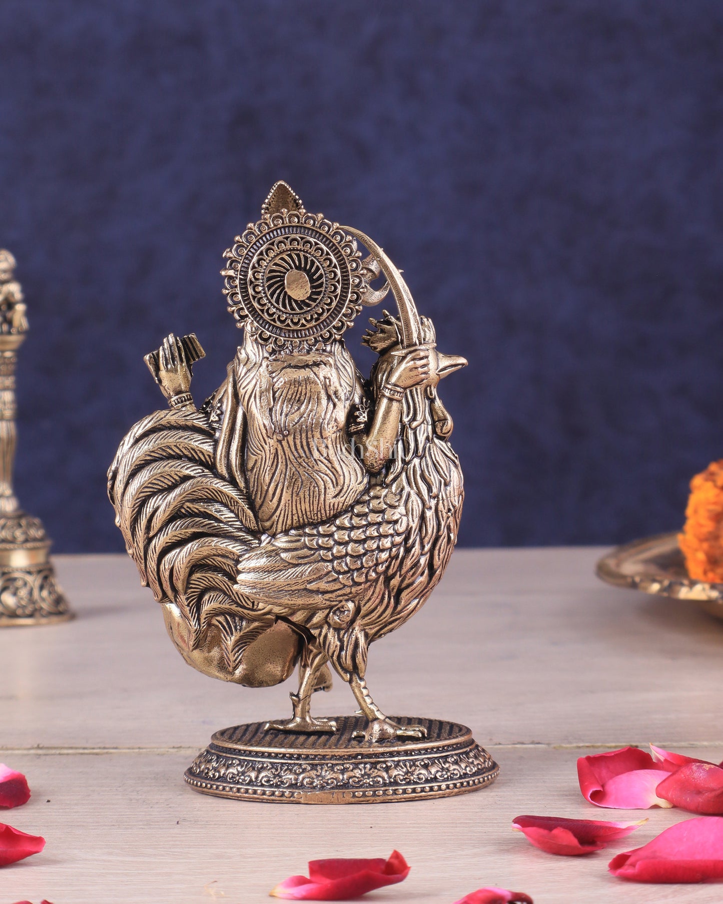 Pure Brass Bahuchara Mata Idol Sitting on Hen – Superfine Finish 4"