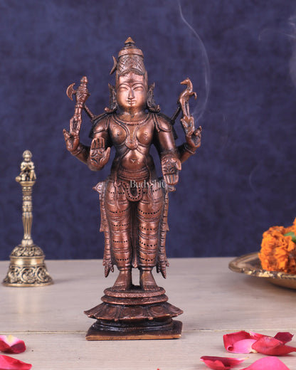 Pure Copper Lord Shiva Standing Idol | Compact Divine Blessing 6.5"