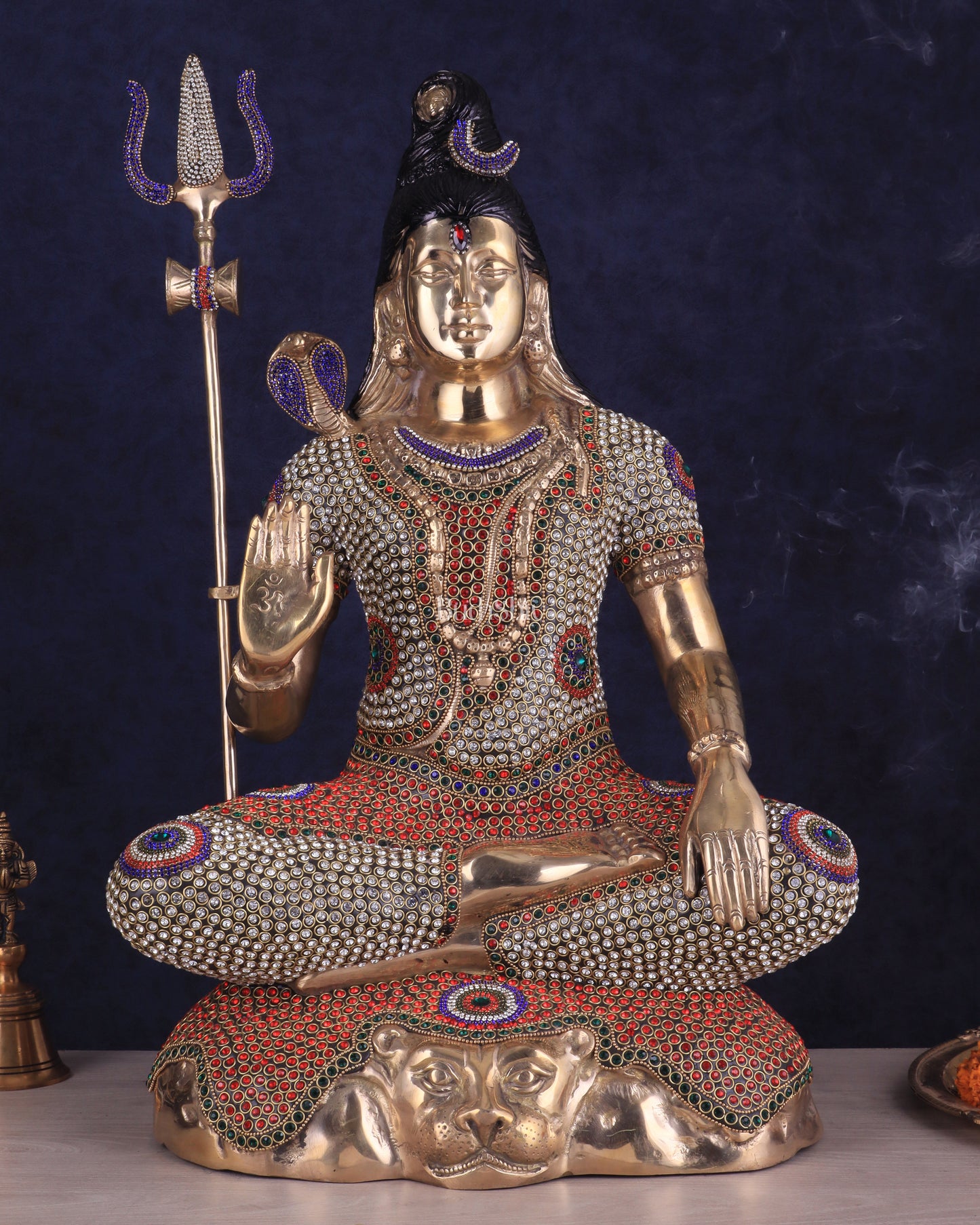 Handcrafted Pure Brass Lord Shiva Statue - 23" Height Jewelled up work