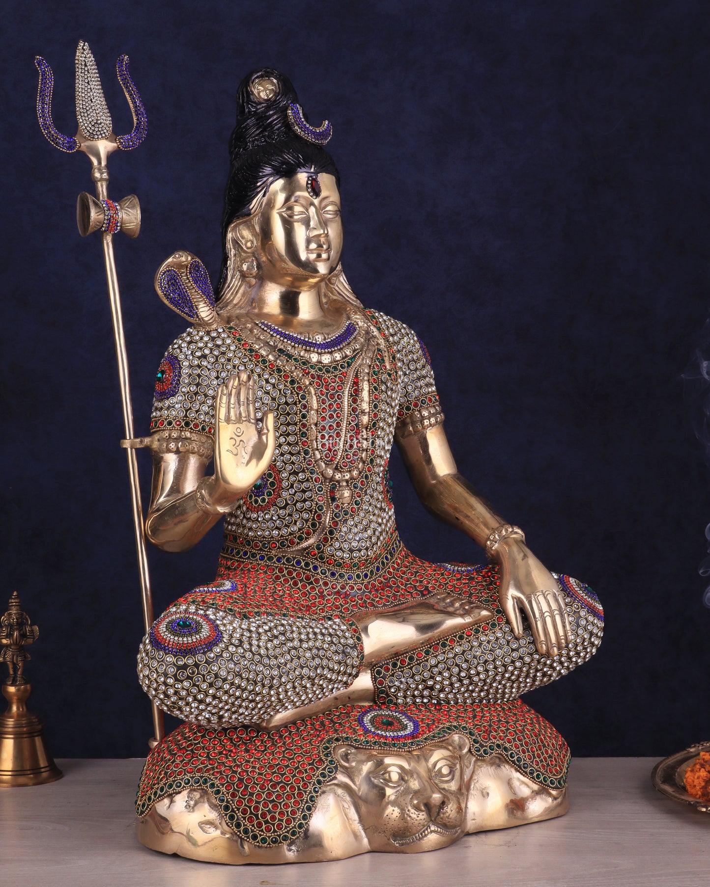 Handcrafted Pure Brass Lord Shiva Statue - 23" Height Jewelled up work