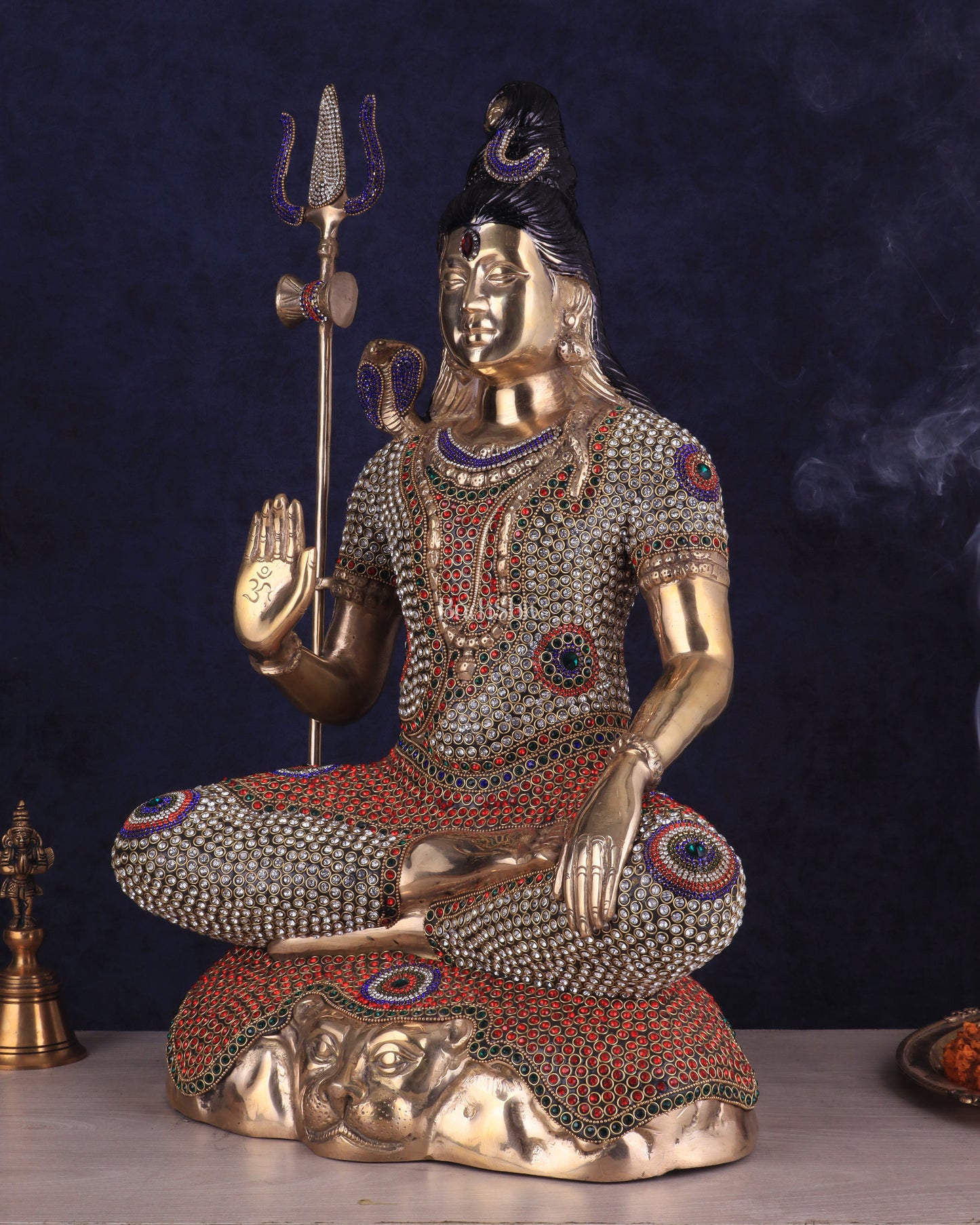 Handcrafted Pure Brass Lord Shiva Statue - 23" Height Jewelled up work