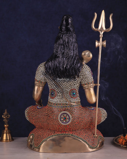 Handcrafted Pure Brass Lord Shiva Statue - 23" Height Jewelled up work