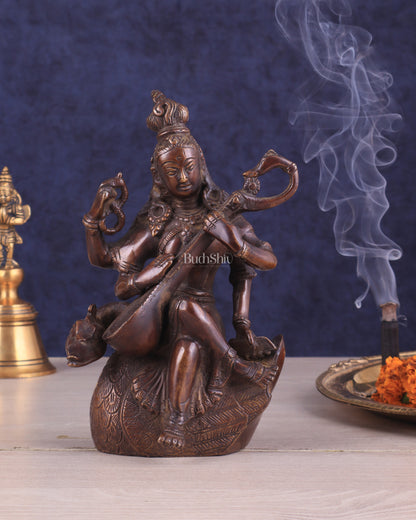 Vintage Brass Nepalese Goddess Saraswati Idol | Exquisite Craftsmanship