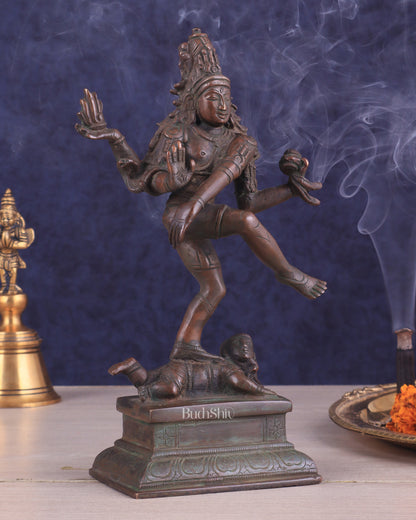 Vintage Brass Dancing Shiva Idol | Unique Pose with Bronze Finish 10"