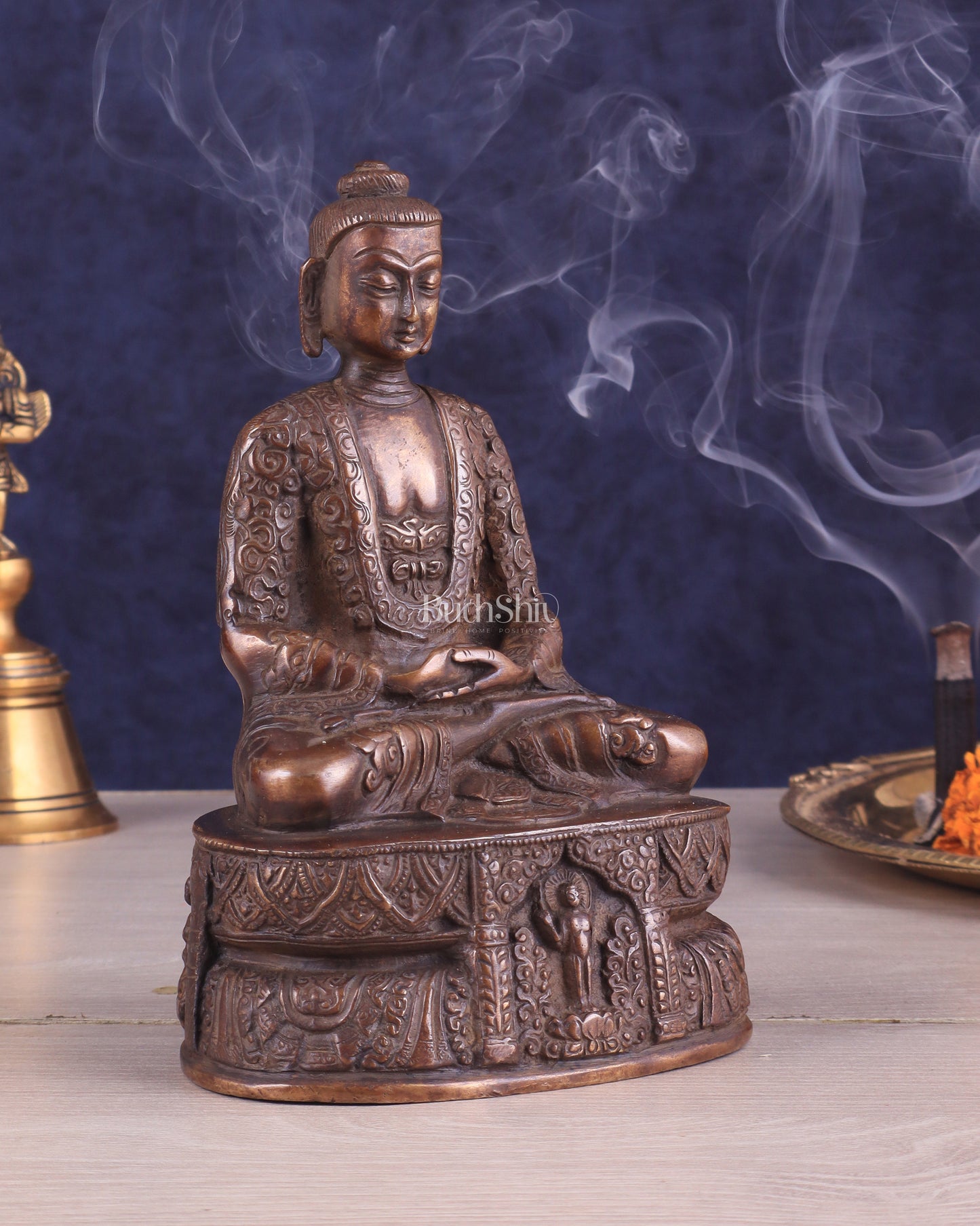 Unique Buddha in Deep Meditation Brass Statue | Intricate Craftsmanship 7"