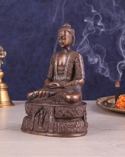 Unique Buddha in Deep Meditation Brass Statue | Intricate Craftsmanship 7"