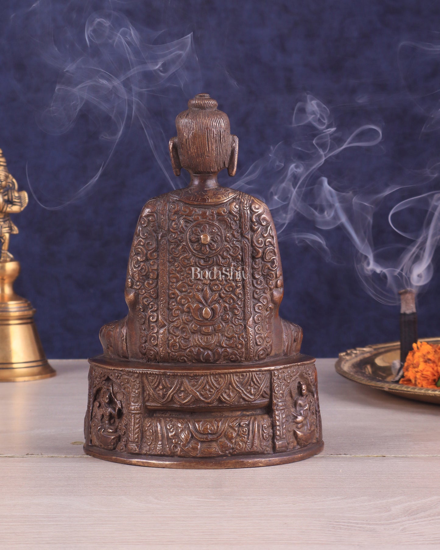 Unique Buddha in Deep Meditation Brass Statue | Intricate Craftsmanship 7"