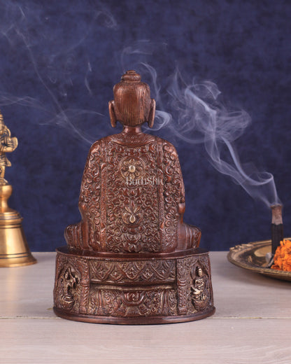 Dual tone Buddha in Deep Meditation Brass Statue | Intricate Craftsmanship 7"