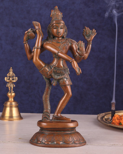 Brass Dancing Shiva Rudratandava Sculpture - Vintage Tone