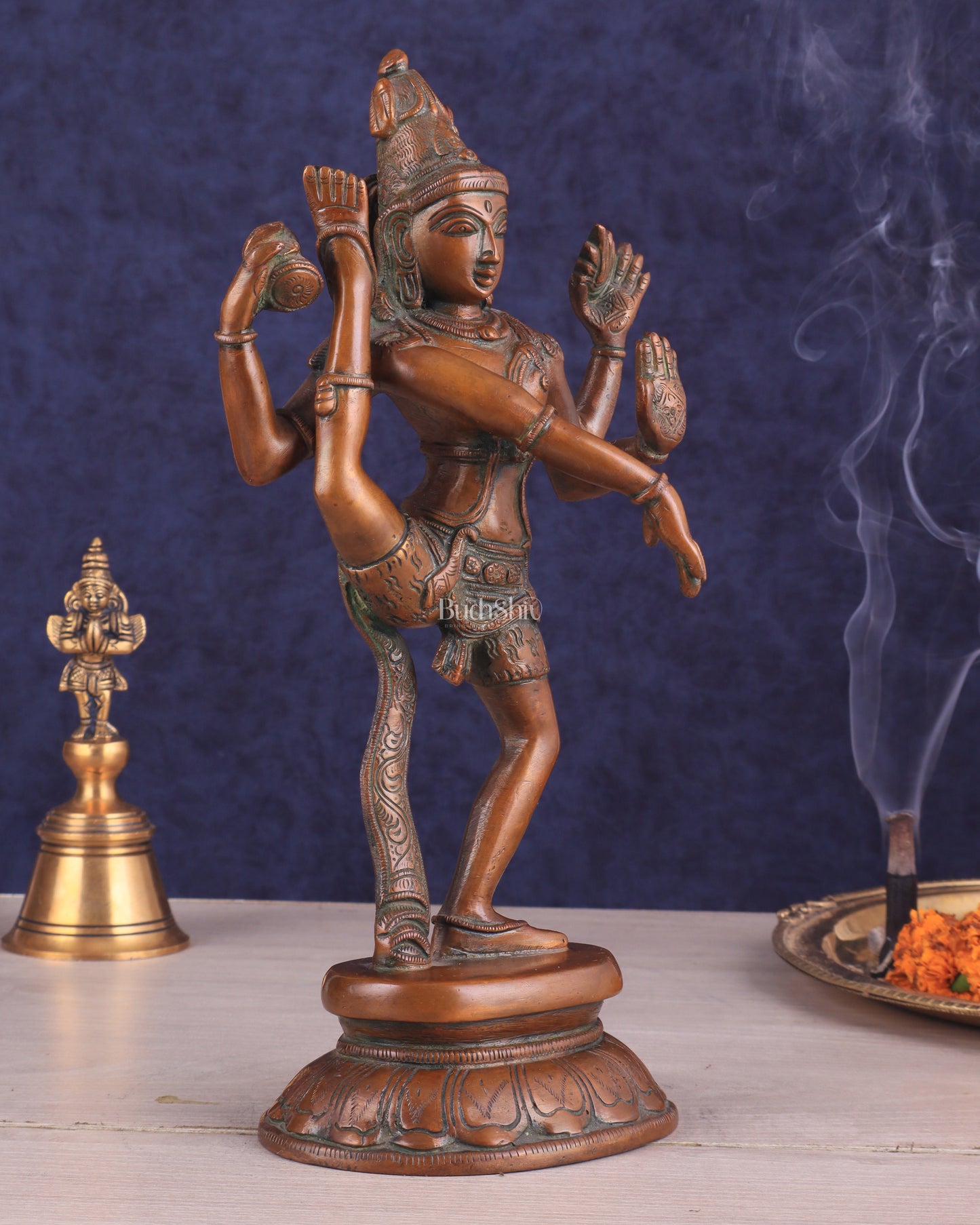 Brass Dancing Shiva Rudratandava Sculpture - Vintage Tone