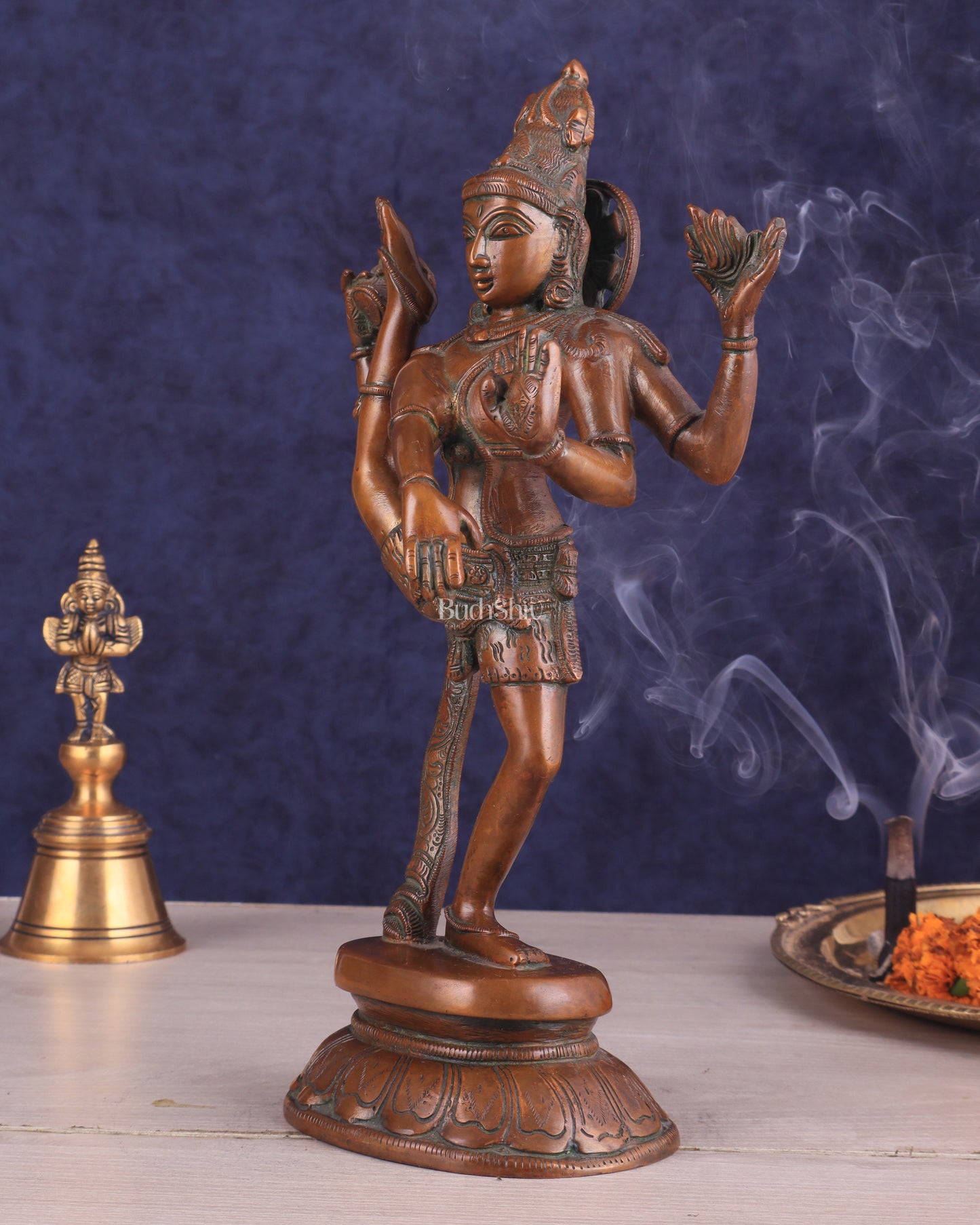 Brass Dancing Shiva Rudratandava Sculpture - Vintage Tone