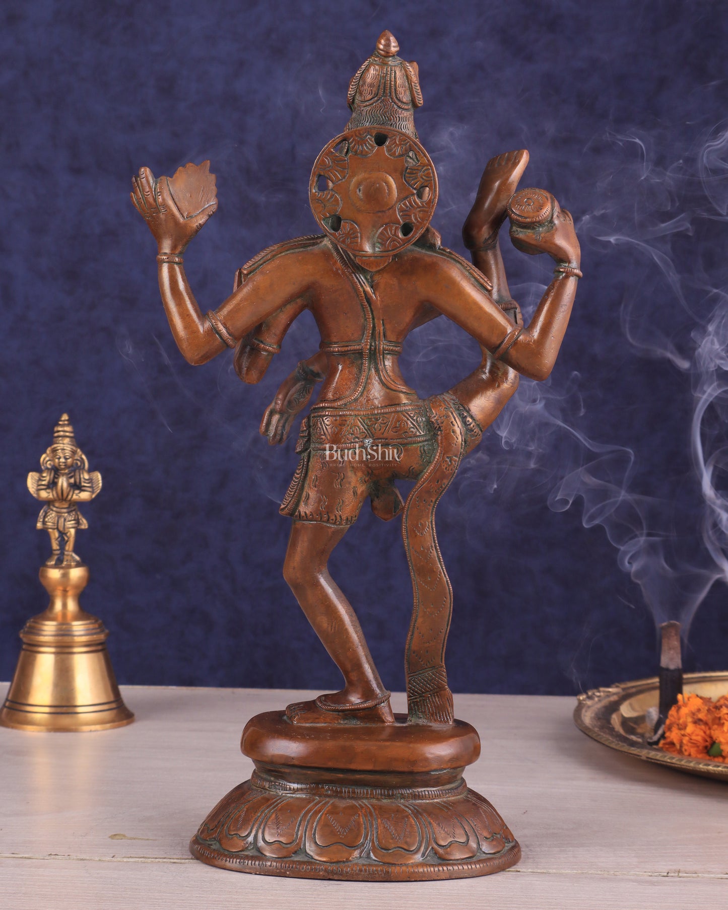 Brass Dancing Shiva Rudratandava Sculpture - Vintage Tone