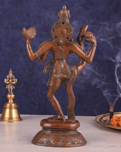 Brass Dancing Shiva Rudratandava Sculpture - Vintage Tone