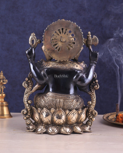 Ganesha black edition brass statue 12"