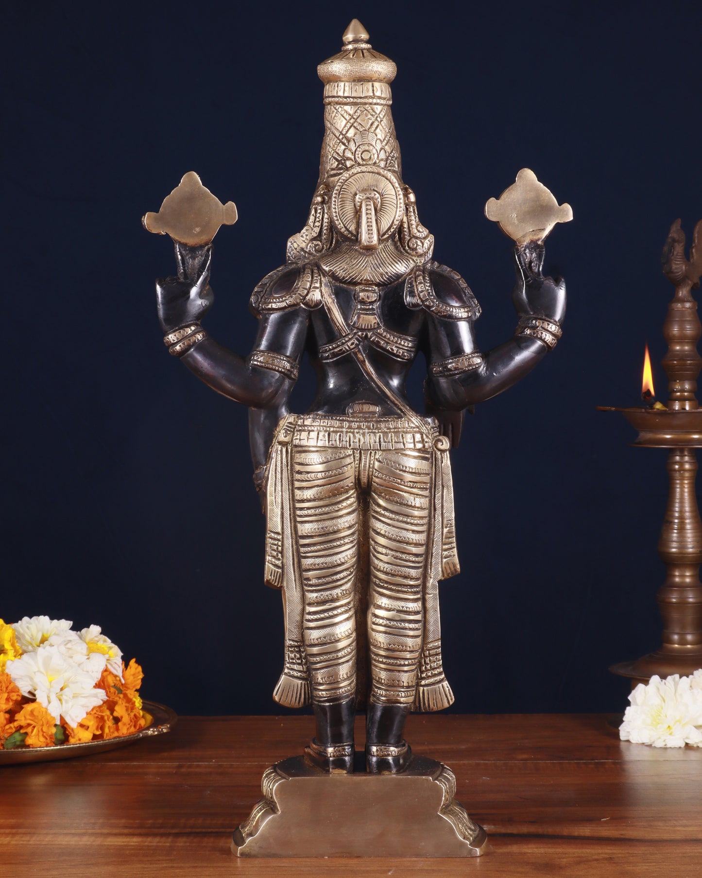 Brass Tirupati Balaji Statue 18 inch matte black and glossy gold