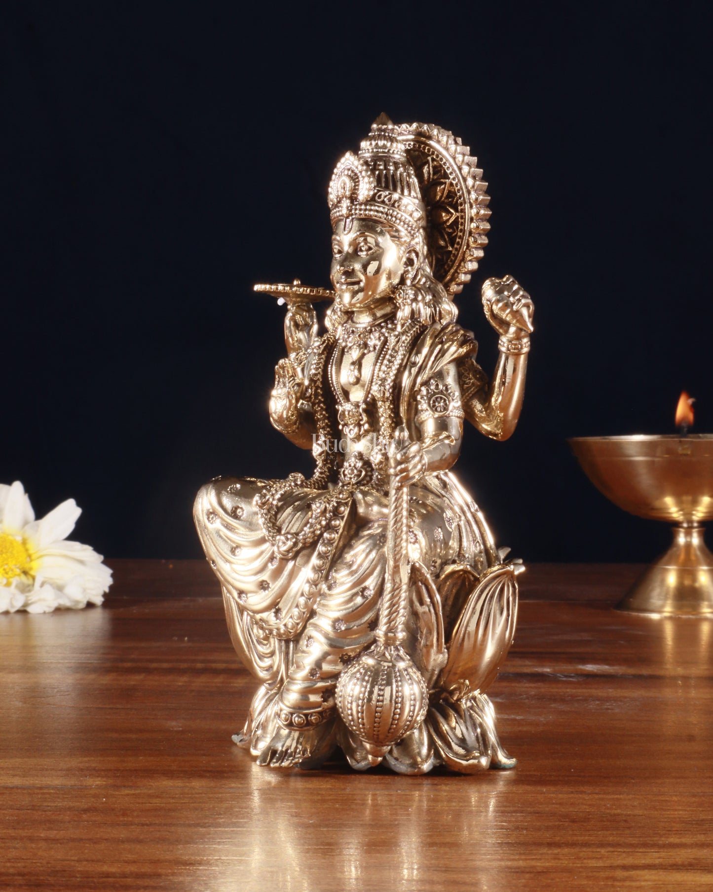 Brass Superfine Lord Vishnu Seated on Lotus Idol