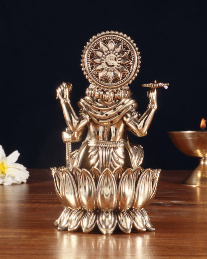 Brass Superfine Lord Vishnu Seated on Lotus Idol