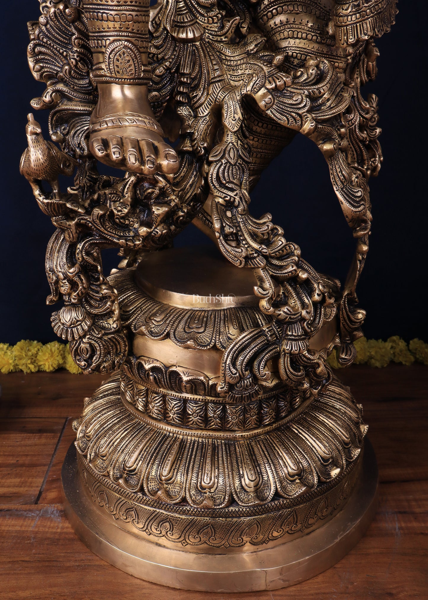 Large Lord Krishna Brass Sculpture - 45 inch handmade