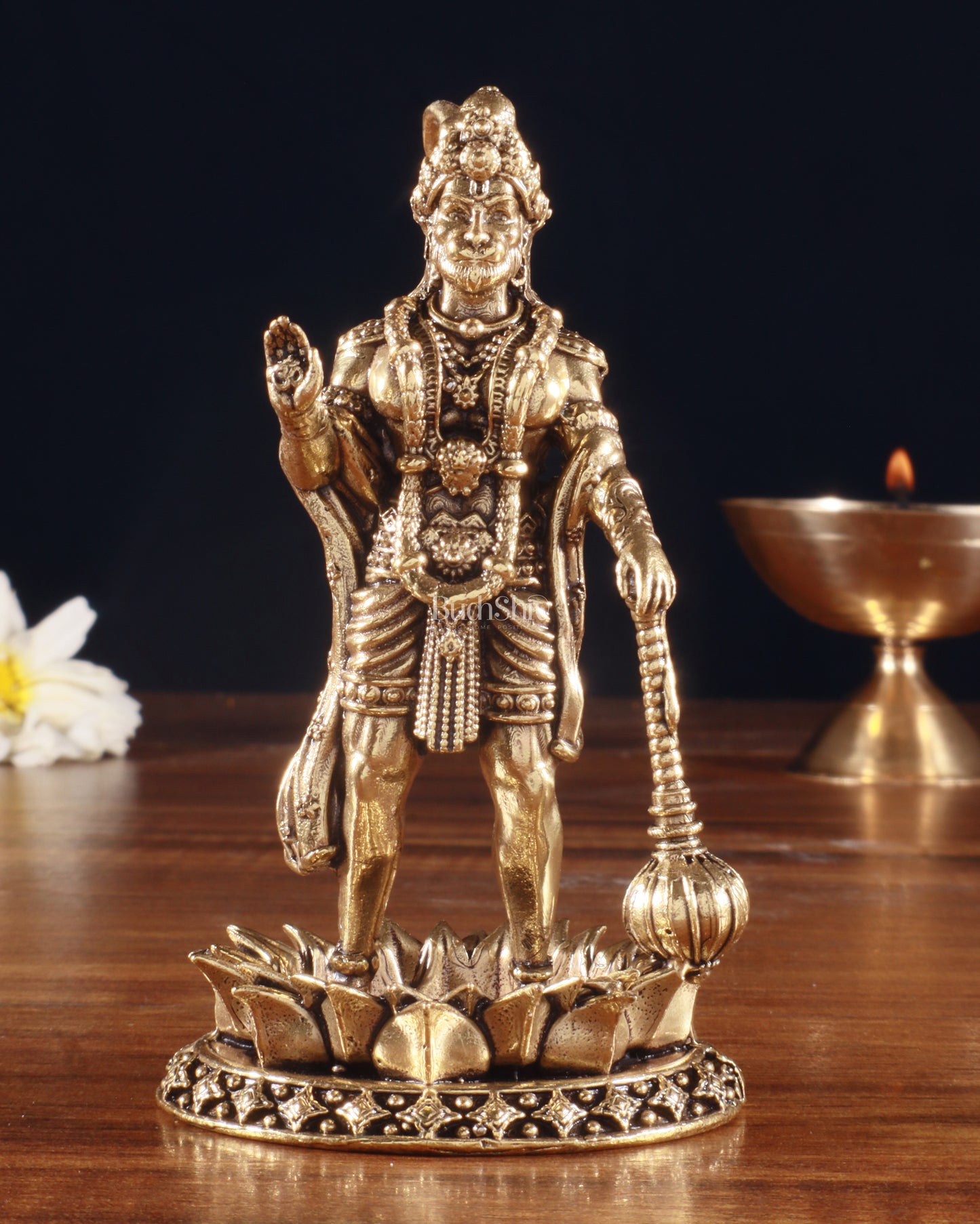 Brass Standing Hanuman Idol – Superfine Carvings, 4 Inch