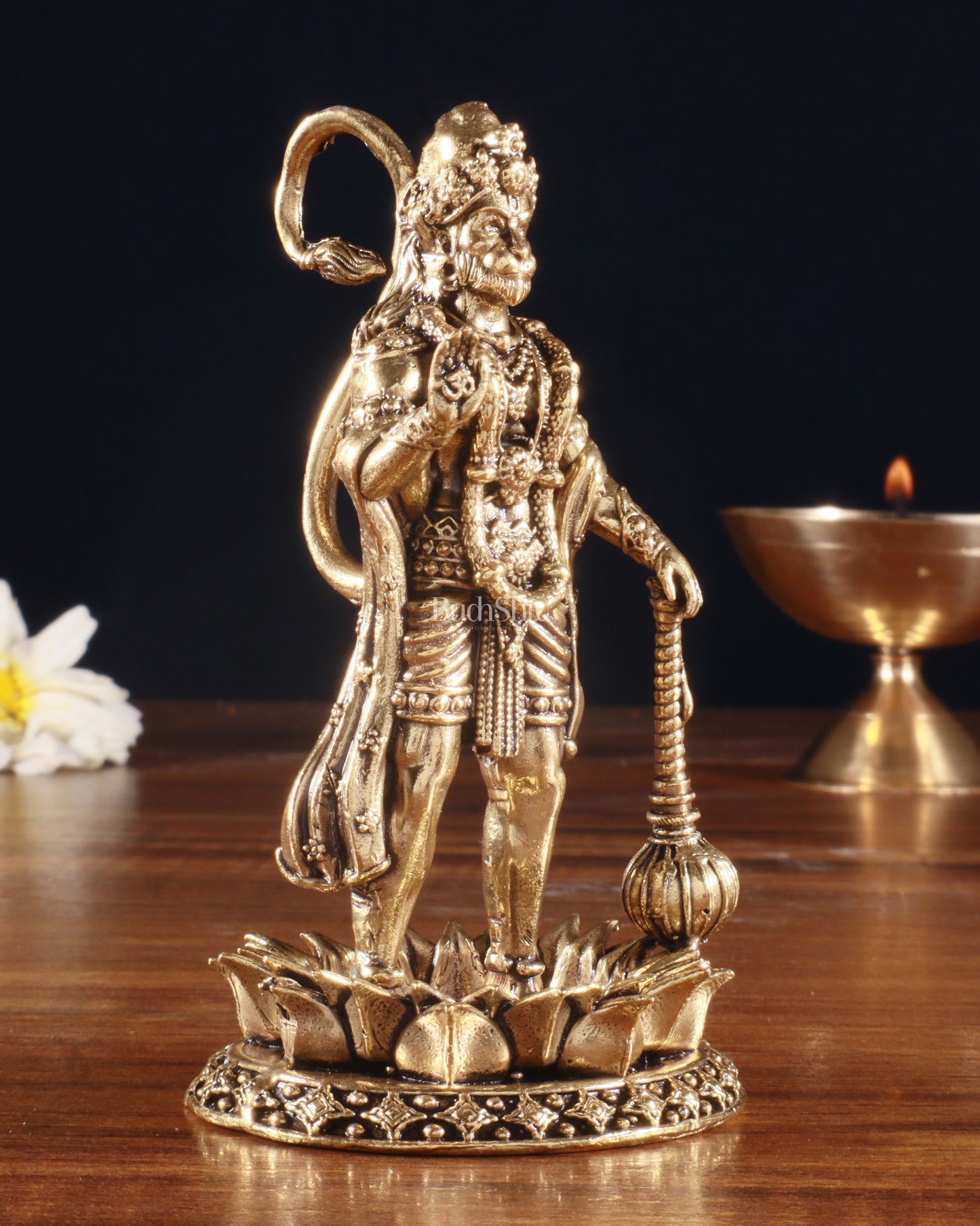 Brass Standing Hanuman Idol – Superfine Carvings, 4 Inch