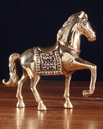 Brass Superfine Horse Showpiece – One Leg Up, Vastu Approved, 5 Inch