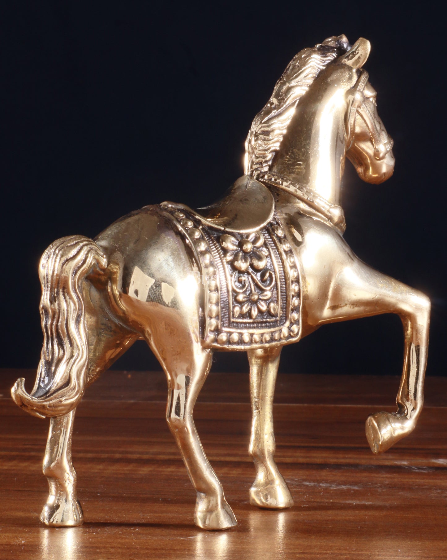 Brass Superfine Horse Showpiece – One Leg Up, Vastu Approved, 5 Inch