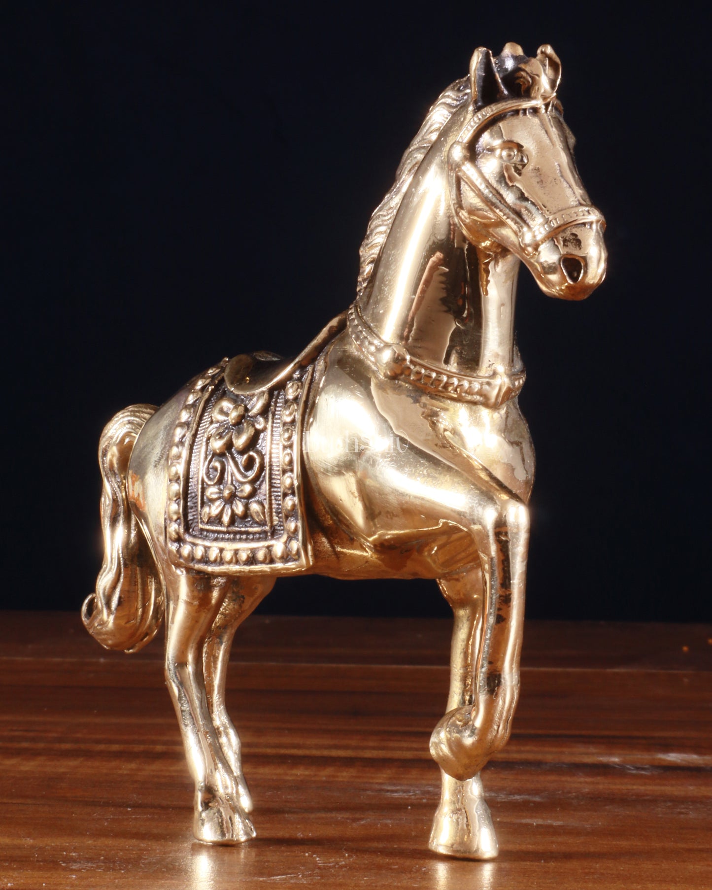 Brass Superfine Horse Showpiece – One Leg Up, Vastu Approved, 5 Inch