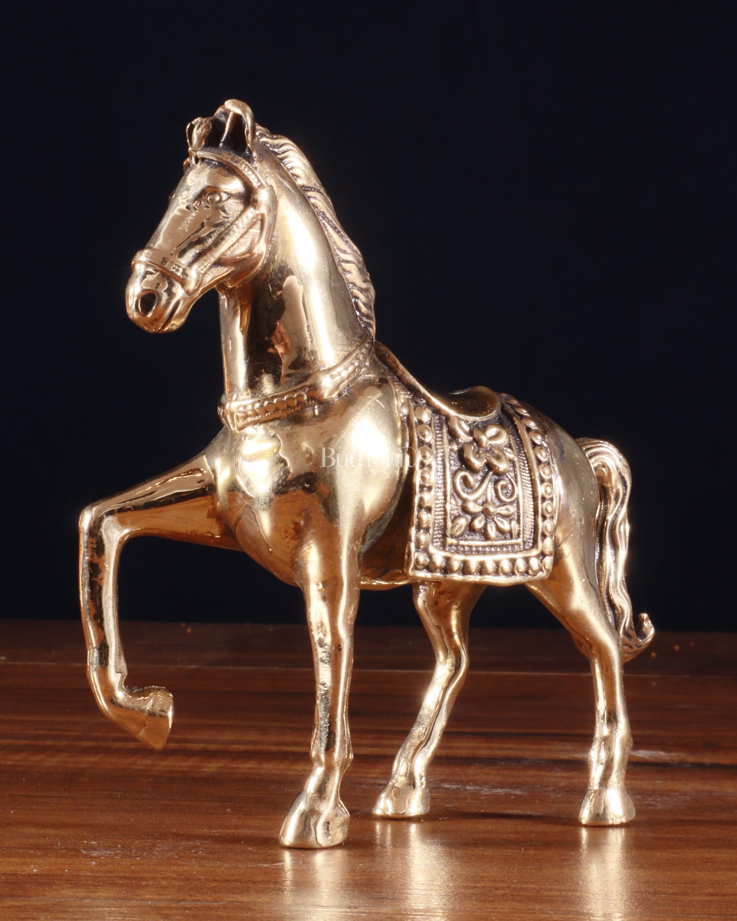 Brass Superfine Horse Showpiece – One Leg Up, Vastu Approved, 5 Inch