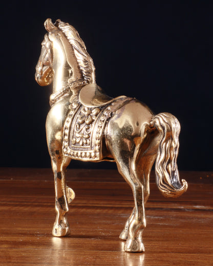 Brass Superfine Horse Showpiece – One Leg Up, Vastu Approved, 5 Inch