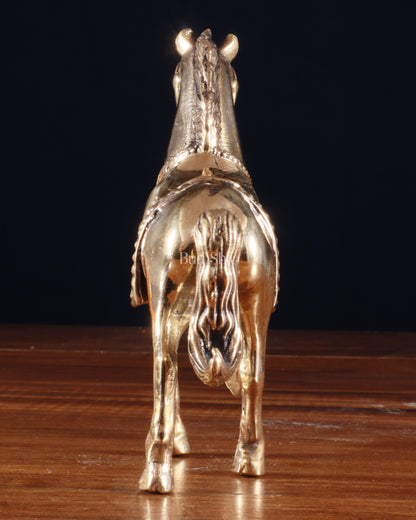 Brass Superfine Horse Showpiece – One Leg Up, Vastu Approved, 5 Inch