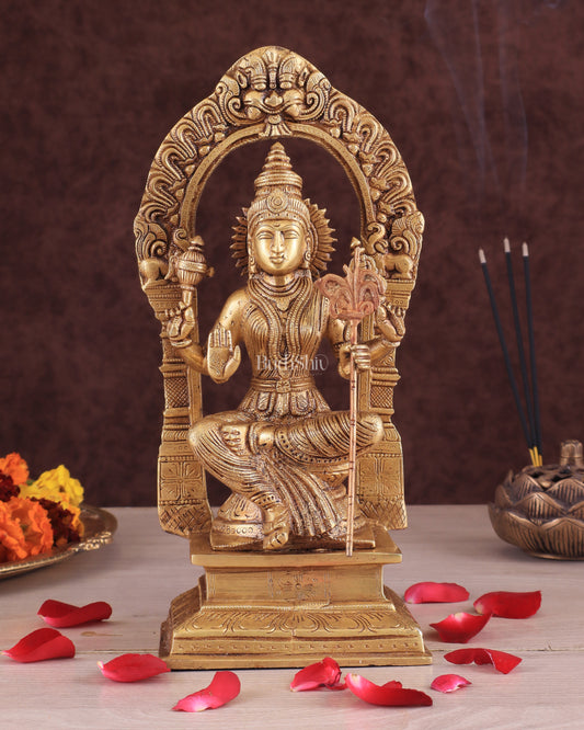 Goddess Rajarajeshwari Lalita Devi Brass Idol – Divine Grace in Compact Design