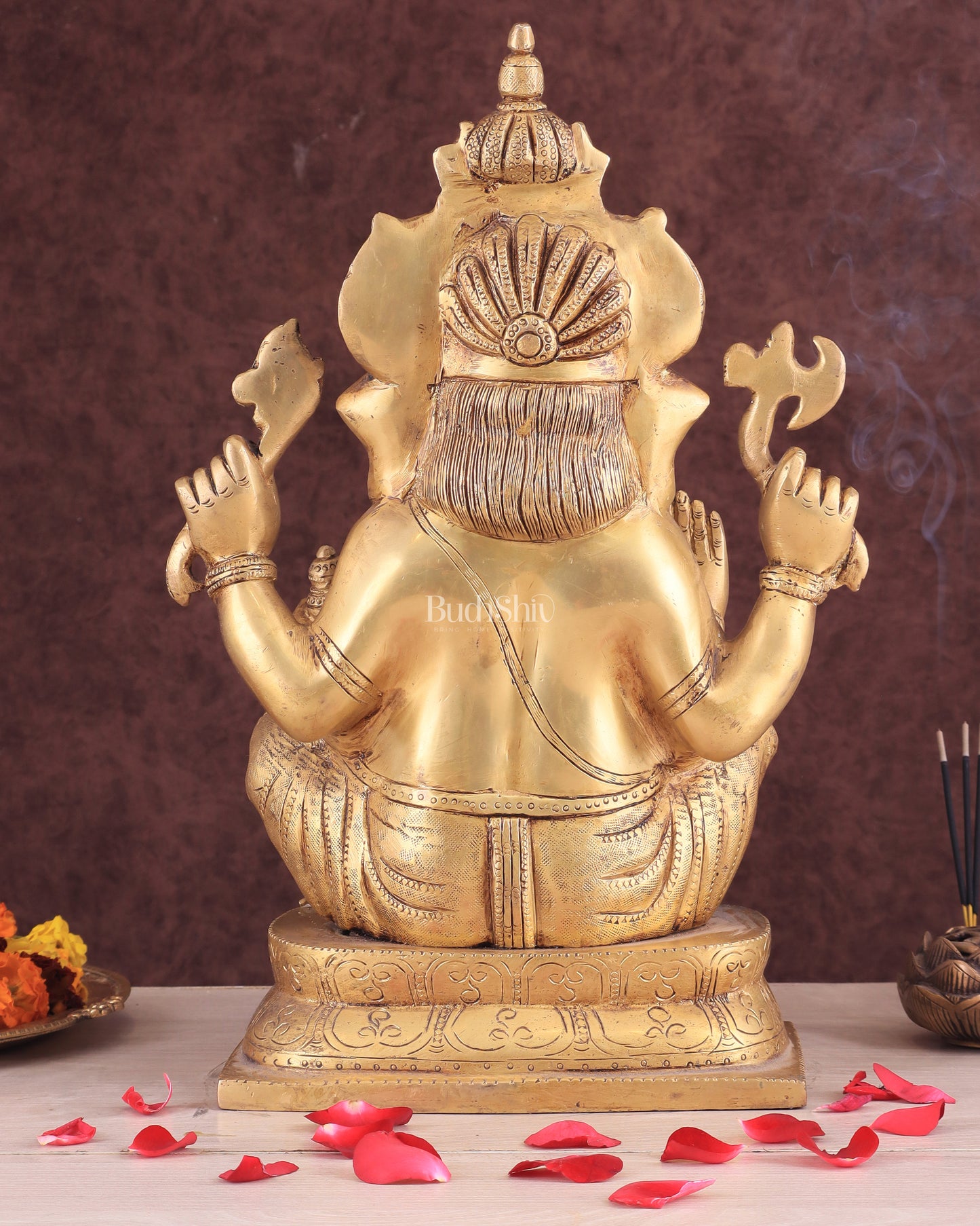 Exquisite Brass Ganesha Idol – Handcrafted 16-Inch Statue