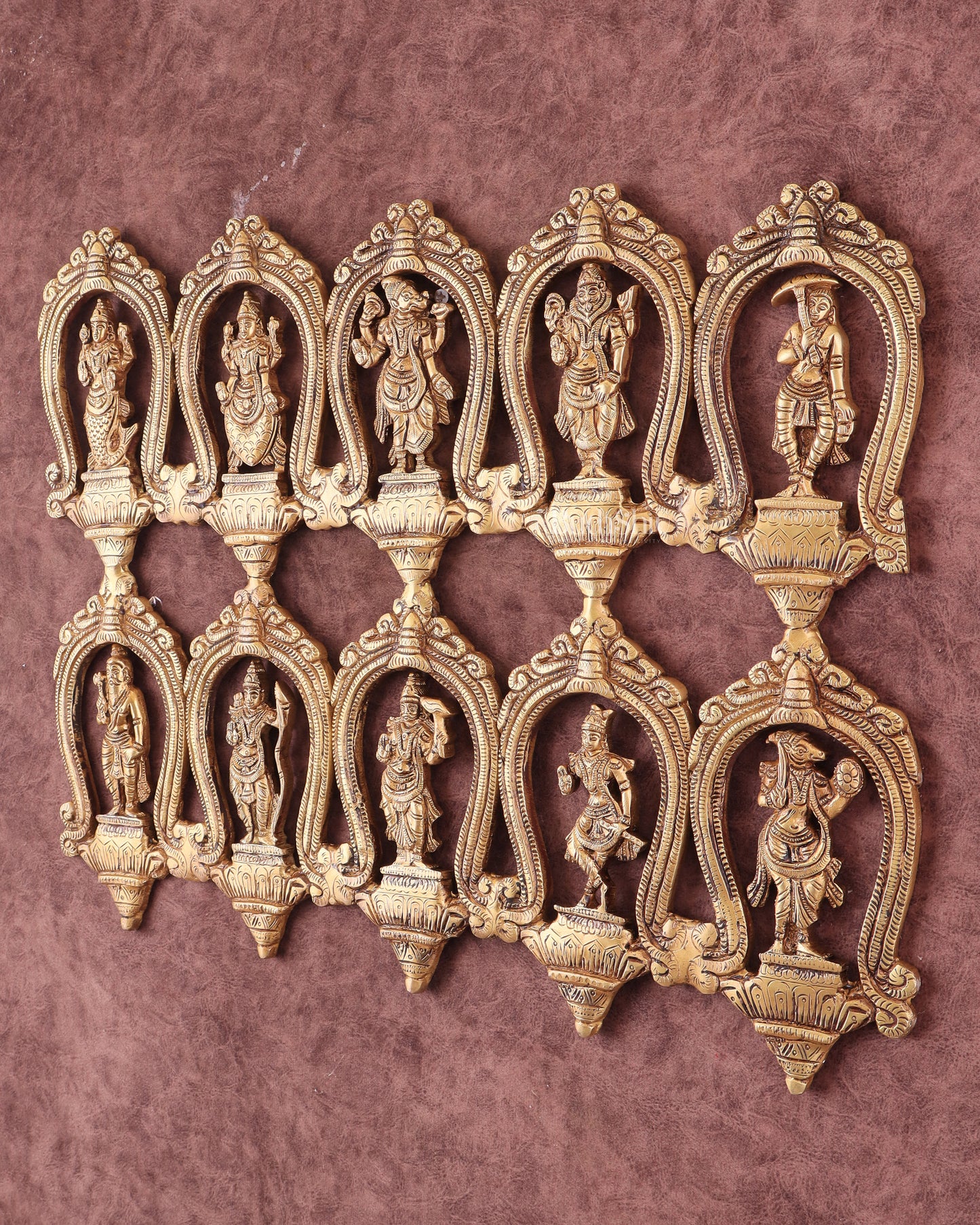 Exquisite Pure Brass Vishnu Dashavatar Wall Hanging 18"