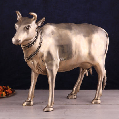 Pure Brass Large Cow Statue – Gomatha Idol | Elegant Spiritual Décor