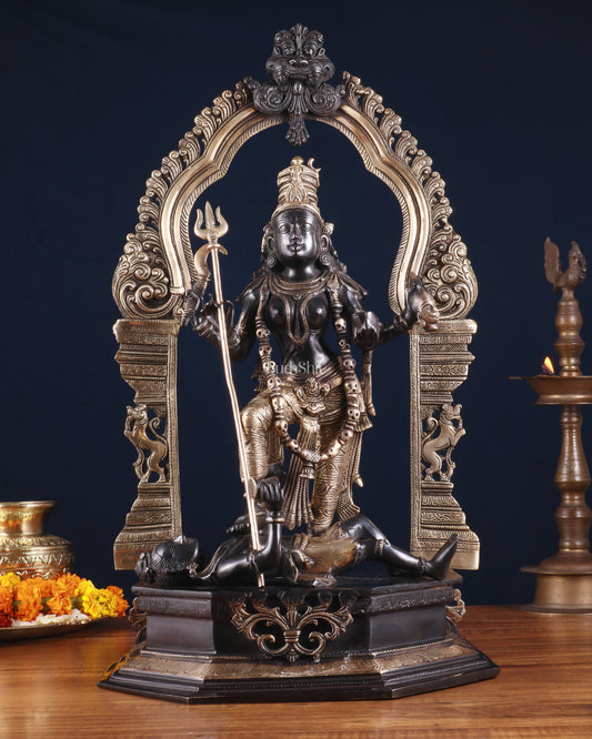 Pure Brass Superfine Handcrafted Goddess bhadra Kali Statue - 22" Black edition