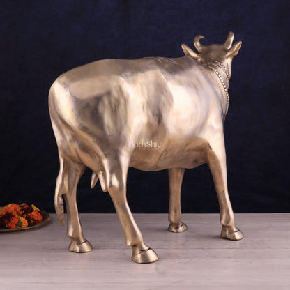 Pure Brass Large Cow Statue – Gomatha Idol | Elegant Spiritual Décor