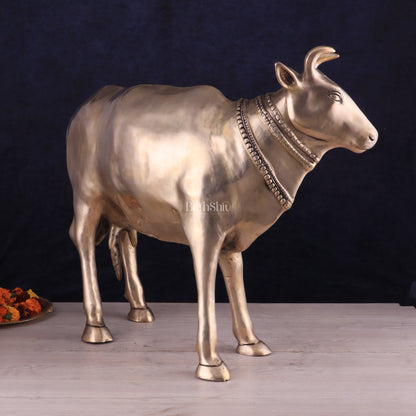 Pure Brass Large Cow Statue – Gomatha Idol | Elegant Spiritual Décor